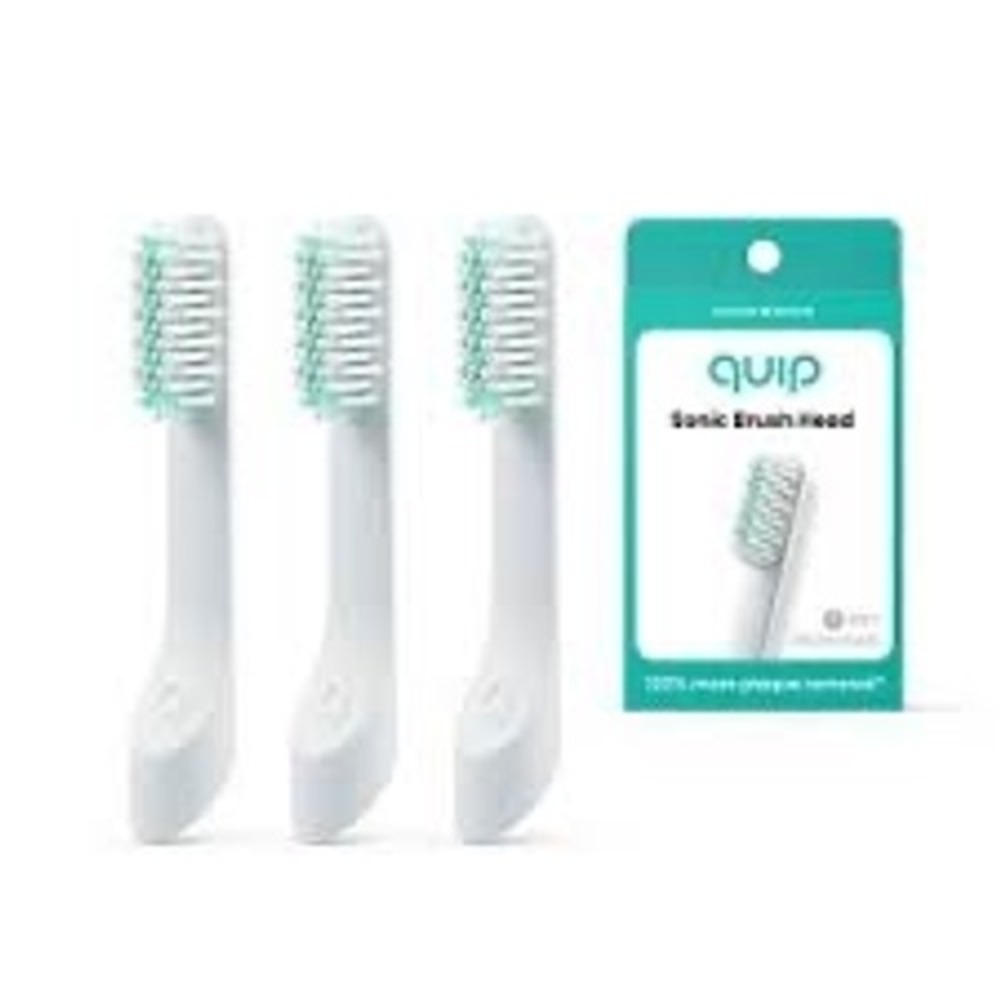 Quip Electric Toothbrush Replacement Heads 3-Pack White Soft Bristles Sonic Head